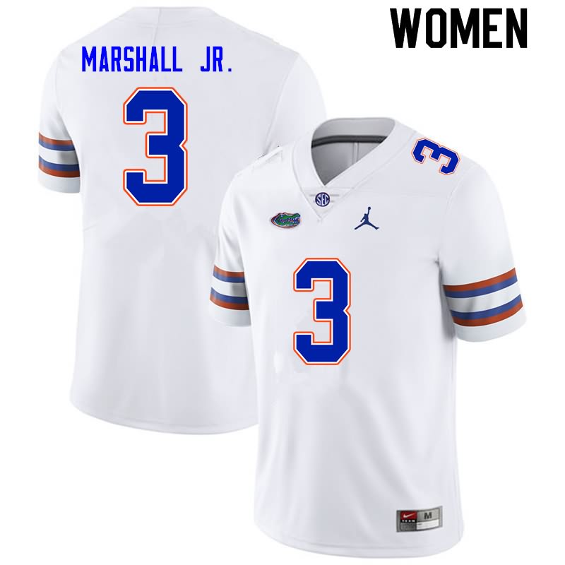 Women's NCAA Florida Gators Jason Marshall Jr. #3 Stitched Authentic Nike White College Football Jersey ZIM3465JZ